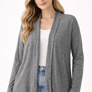 G Collection Overlap Cardigan Long Sleeve Gray 1X
